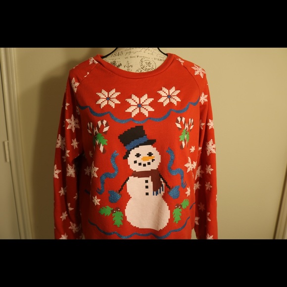 Boutique 9 Sweaters - New Christmas sparkly snowman red sweater